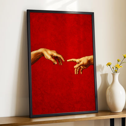 A Touch of Vermilion, red, gold, brown minimalist wall art displayed in a styled interior, gallery view 2