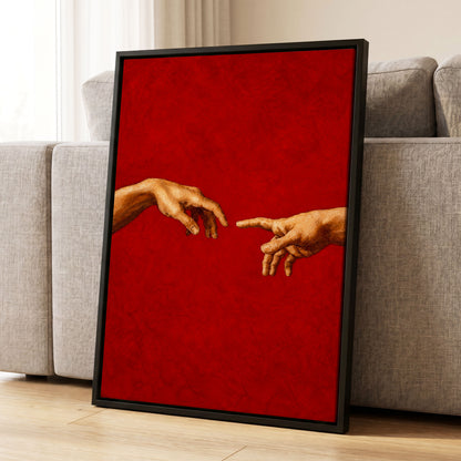 A Touch of Vermilion, red, gold, brown minimalist wall art displayed in a styled interior, gallery view 4