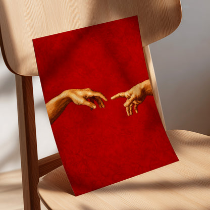 A Touch of Vermilion, red, gold, brown minimalist wall art displayed in a styled interior, gallery view 5