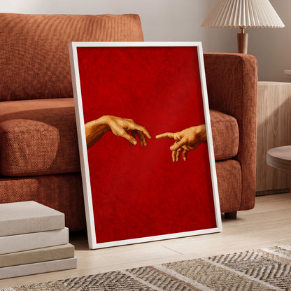 A Touch of Vermilion, red, gold, brown minimalist wall art displayed in a styled interior, gallery view 6