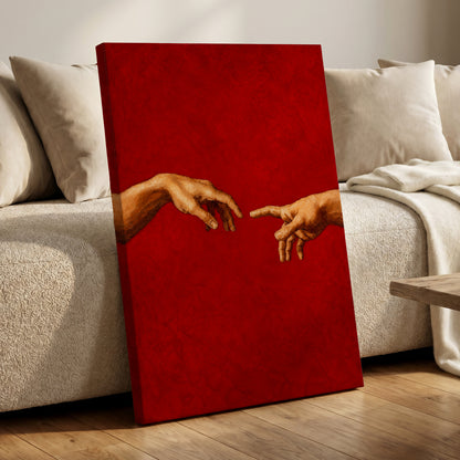 A Touch of Vermilion, red, gold, brown minimalist wall art displayed in a styled interior, gallery view 7