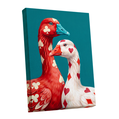 A Winning Pair, red, white, blue nature wall art shown as a stretched canvas wall art