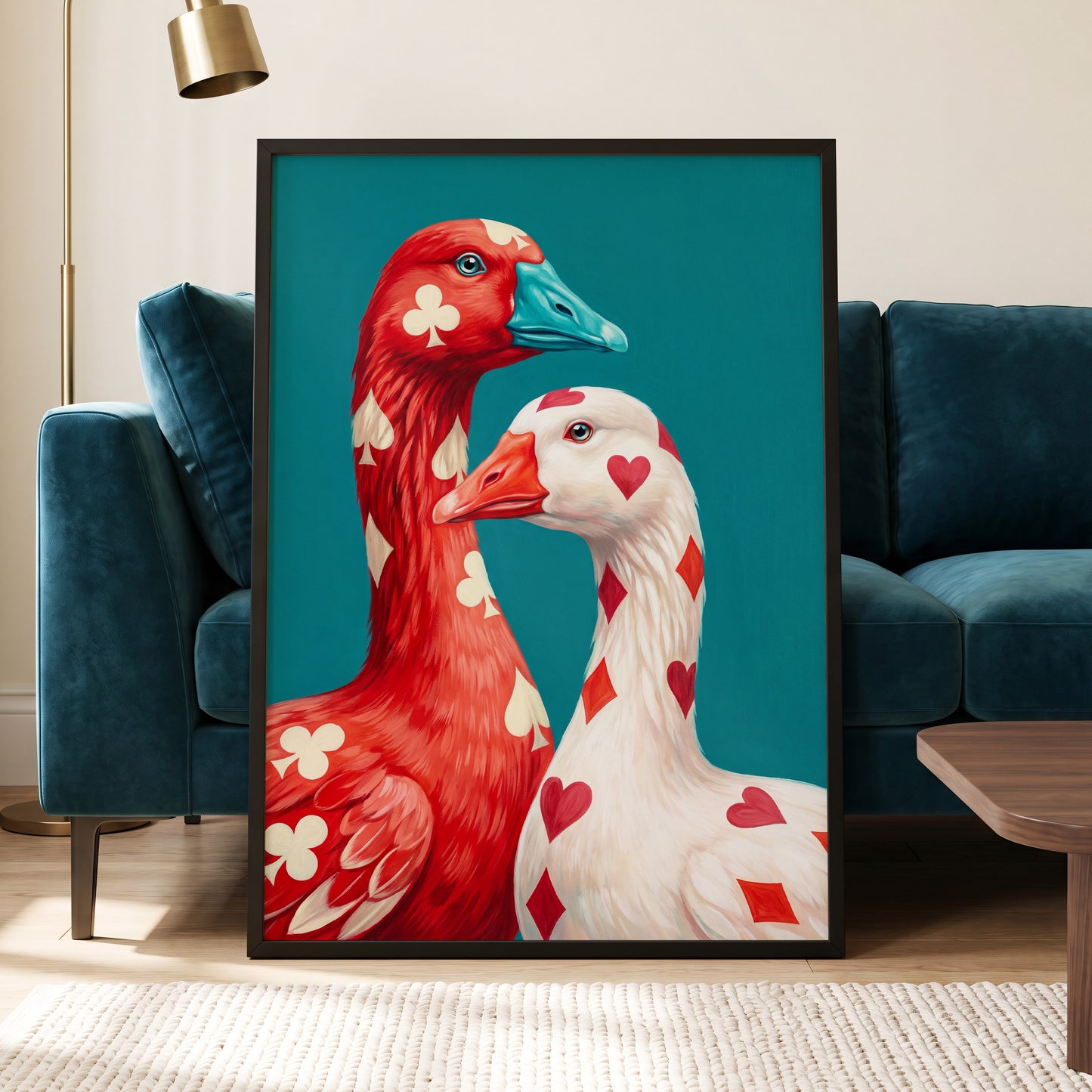 A Winning Pair, red, white, blue nature wall art displayed in a styled interior, gallery view 2