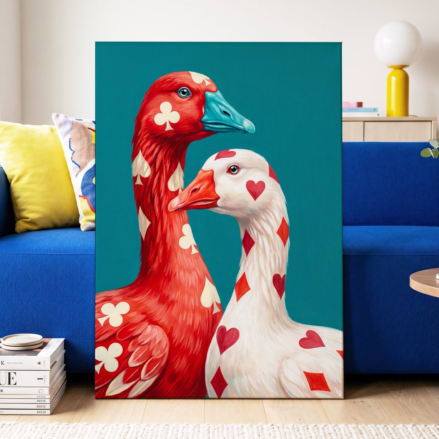 A Winning Pair, red, white, blue nature wall art displayed in a styled interior, gallery view 3