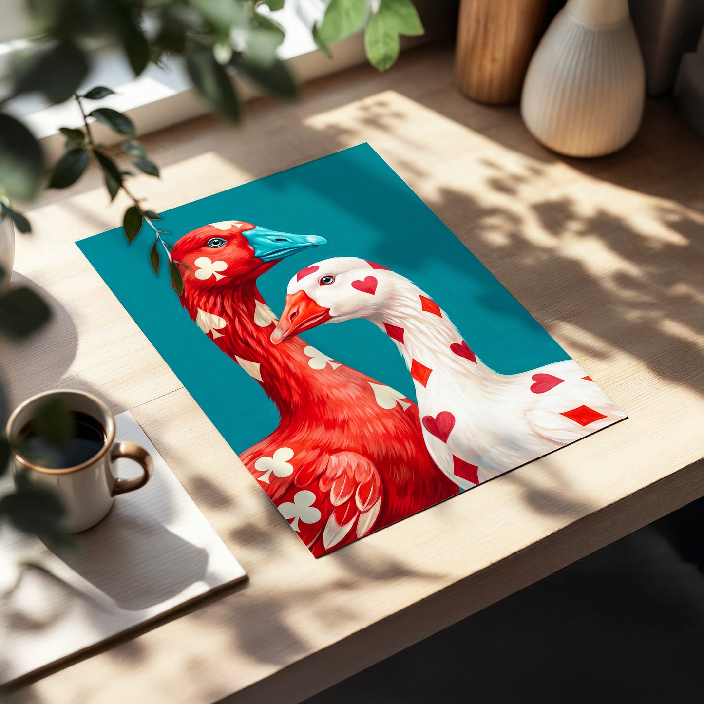 A Winning Pair, red, white, blue nature wall art displayed in a styled interior, gallery view 5