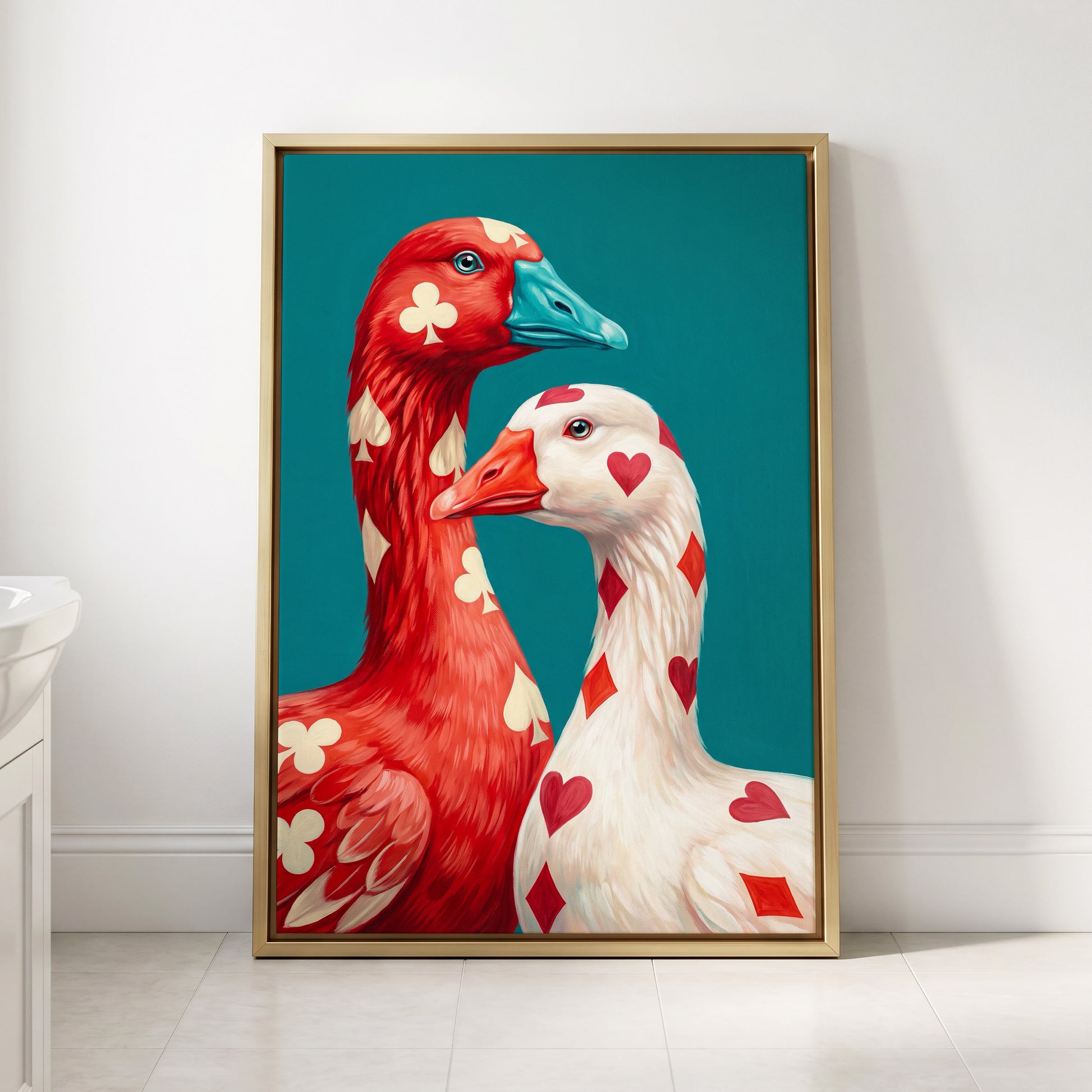 A Winning Pair, red, white, blue nature wall art displayed in a styled interior, gallery view 8