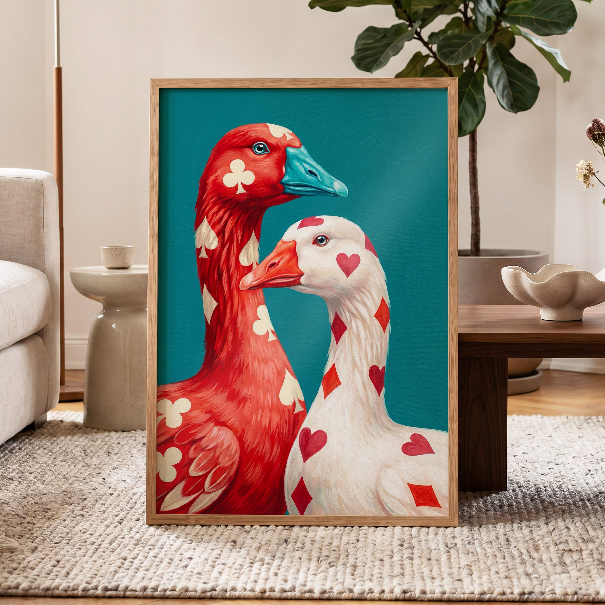 A Winning Pair, red, white, blue nature wall art displayed in a styled interior, gallery view 9