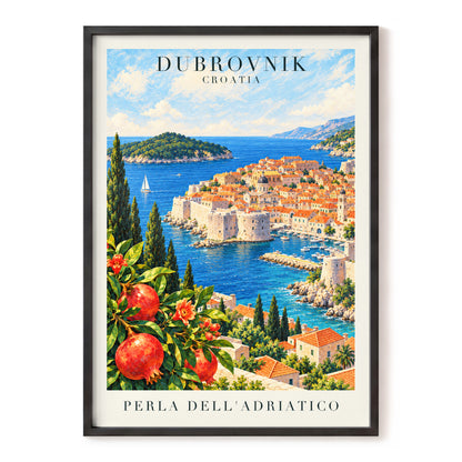 Adriatic Orchard, blue, green, beige nature wall art, front artwork view