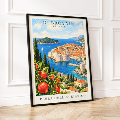 Adriatic Orchard, blue, green, beige nature wall art displayed in a styled interior, gallery view 2