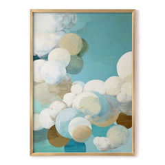 Aerial Drift, blue, white, beige abstract wall art, front artwork view