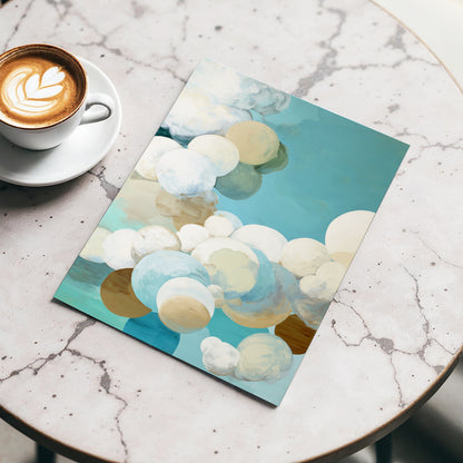 Aerial Drift, blue, white, beige abstract wall art displayed in a styled interior, gallery view 5