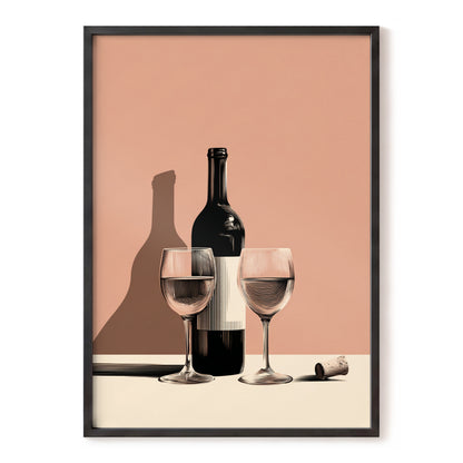 After Hours Still Life, pink, black, beige minimalist wall art, front artwork view