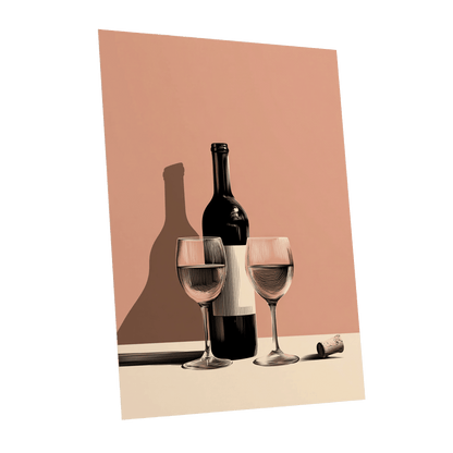 After Hours Still Life, pink, black, beige minimalist wall art shown as a unframed poster wall art print
