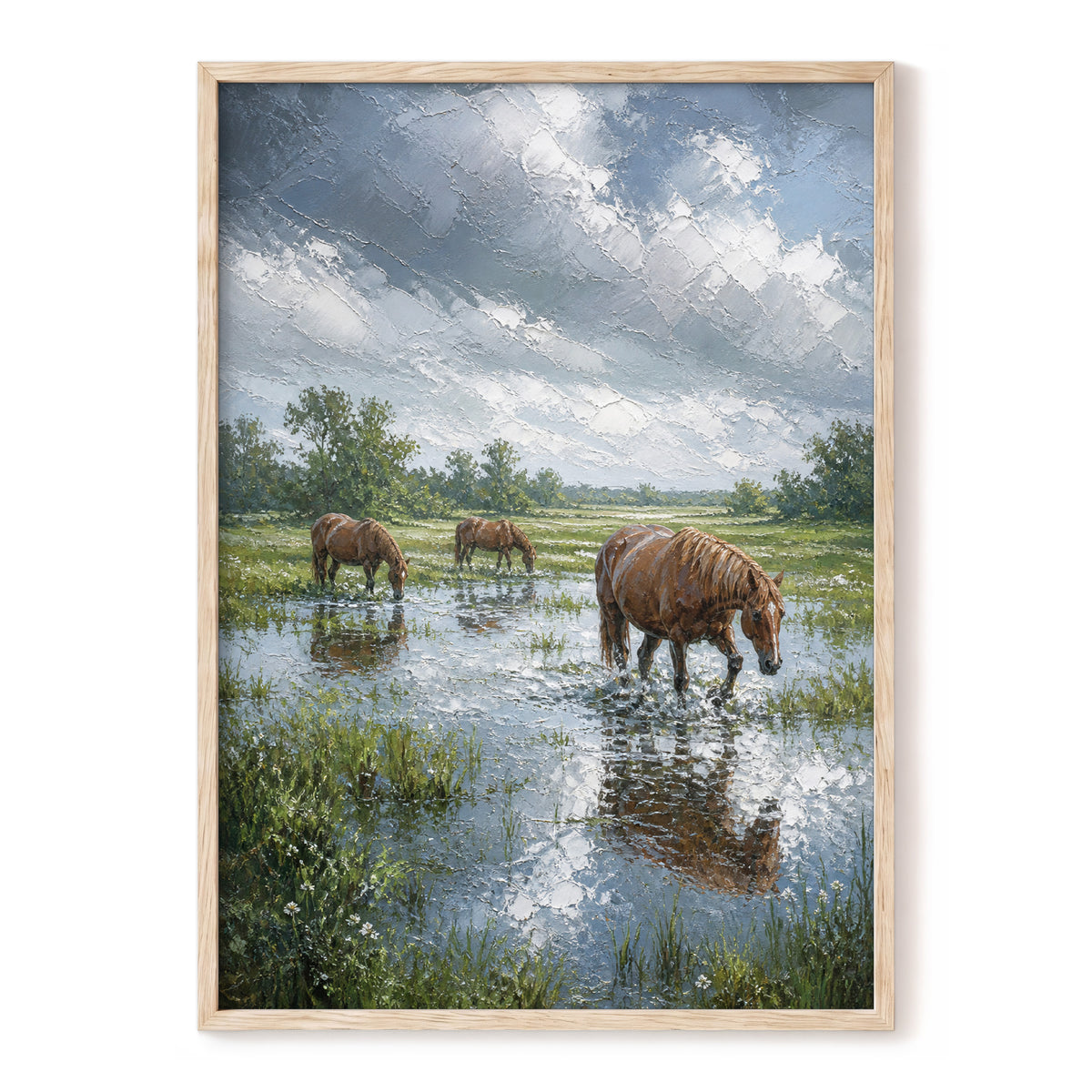 After the Rain, blue, green, brown nature wall art, front artwork view