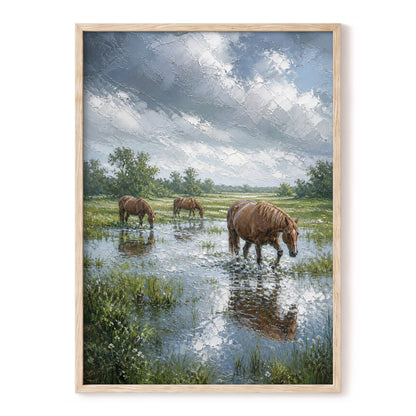 After the Rain, blue, green, brown nature wall art, front artwork view