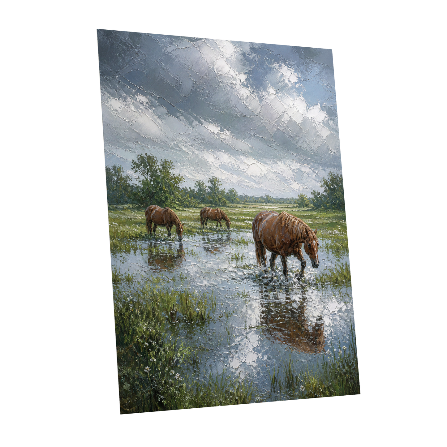 After the Rain, blue, green, brown nature wall art shown as a unframed poster wall art print