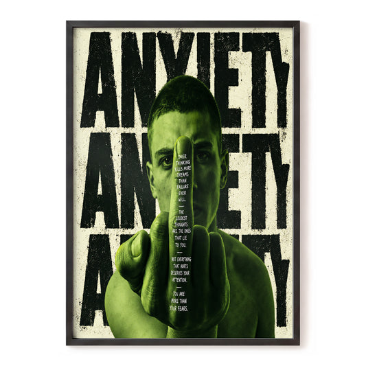 Against the Noise, black, green, beige minimalist wall art, front artwork view