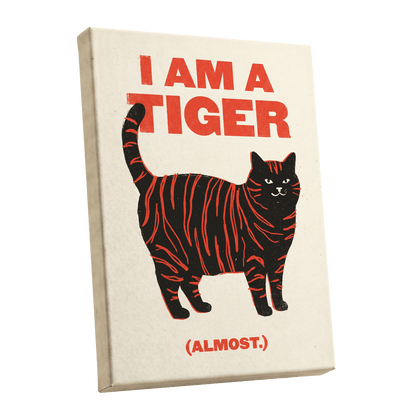 Almost a Tiger, black, red, beige nature wall art shown as a stretched canvas wall art