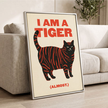 Almost a Tiger, black, red, beige nature wall art displayed in a styled interior, gallery view 2