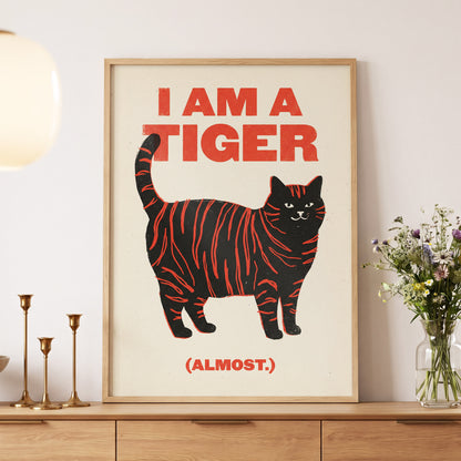 Almost a Tiger, black, red, beige nature wall art displayed in a styled interior, gallery view 5
