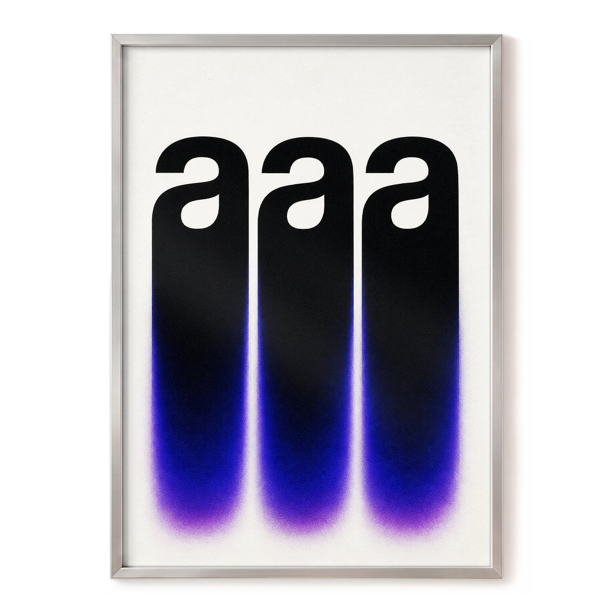 Alphabet Afterglow, black, beige, blue minimalist wall art, front artwork view