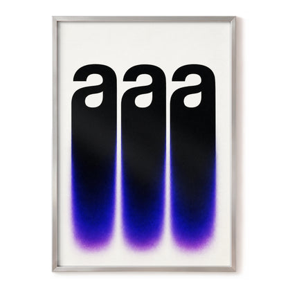 Alphabet Afterglow, black, beige, blue minimalist wall art, front artwork view