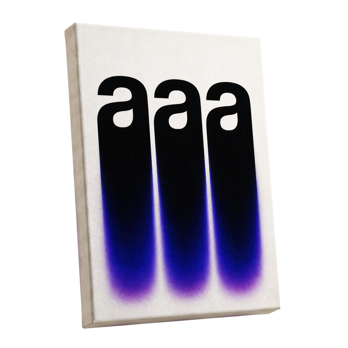 Alphabet Afterglow, black, beige, blue minimalist wall art shown as a stretched canvas wall art