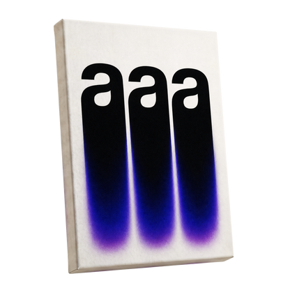 Alphabet Afterglow, black, beige, blue minimalist wall art shown as a stretched canvas wall art