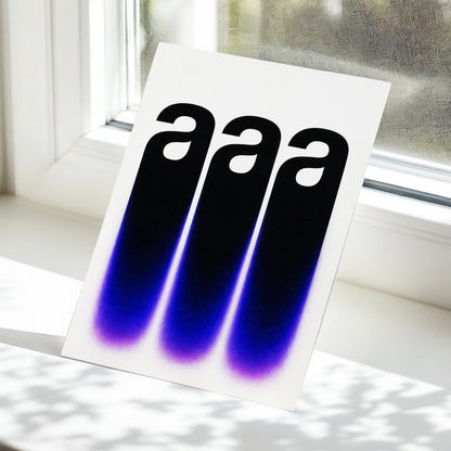 Alphabet Afterglow, black, beige, blue minimalist wall art displayed in a styled interior, gallery view 5