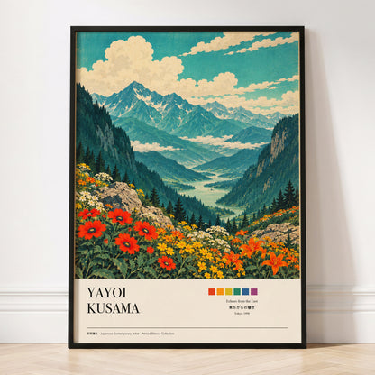 Alpine Bloom Vista, green, blue, beige nature wall art displayed in a styled interior, gallery view 5