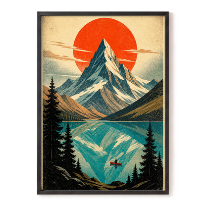 Alpine Ember, blue, beige, black nature wall art, front artwork view