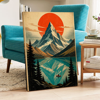 Alpine Ember, blue, beige, black nature wall art displayed in a styled interior, gallery view 3