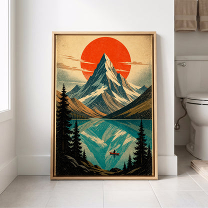 Alpine Ember, blue, beige, black nature wall art displayed in a styled interior, gallery view 8