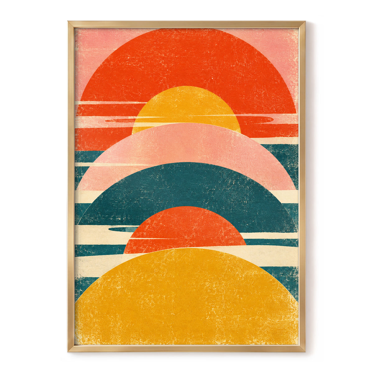 Amber Arc Rhythm, orange, yellow, pink abstract wall art, front artwork view