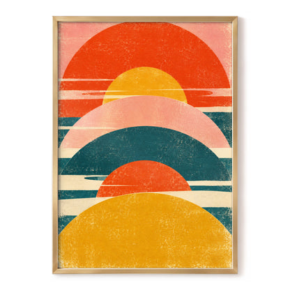 Amber Arc Rhythm, orange, yellow, pink abstract wall art, front artwork view