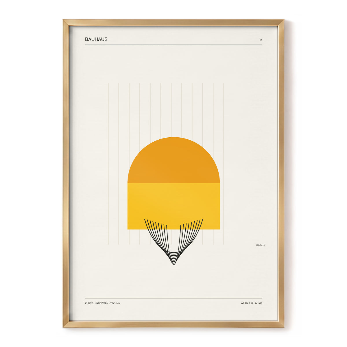 Amber Bauhaus Arc, beige, orange, yellow minimalist wall art, front artwork view