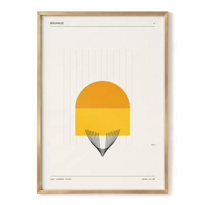 Amber Bauhaus Arc, beige, orange, yellow minimalist wall art, front artwork view