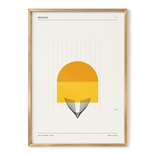 Amber Bauhaus Arc, beige, orange, yellow minimalist wall art, front artwork view