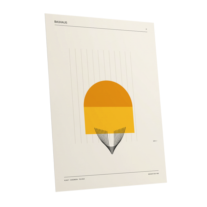 Amber Bauhaus Arc, beige, orange, yellow minimalist wall art shown as a unframed poster wall art print