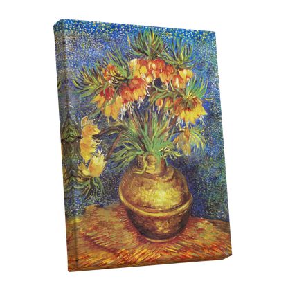 Amber Bells in Blue, blue, green, yellow floral wall art shown as a stretched canvas wall art