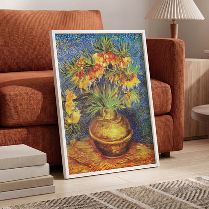 Amber Bells in Blue, blue, green, yellow floral wall art displayed in a styled interior, gallery view 6