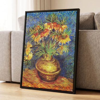 Amber Bells in Blue, blue, green, yellow floral wall art displayed in a styled interior, gallery view 8