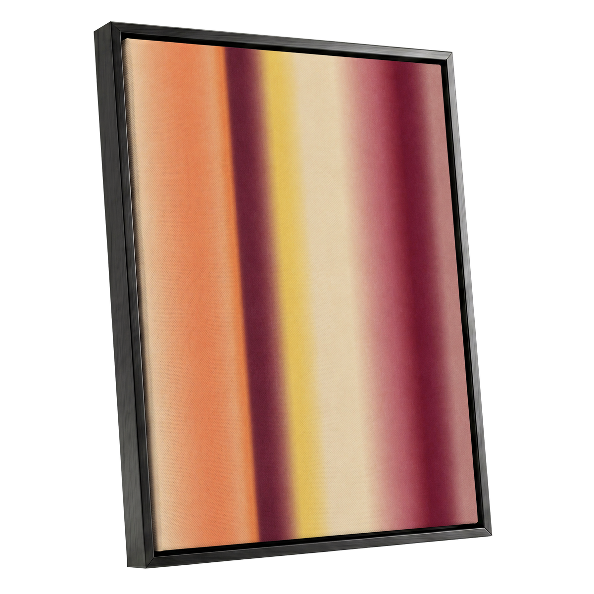 Amber Blush, orange, yellow, beige abstract wall art shown as a black framed canvas wall art