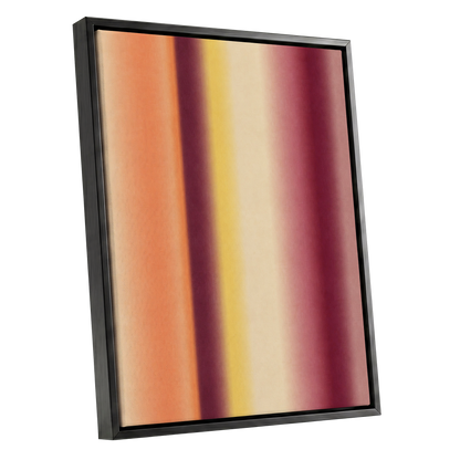 Amber Blush, orange, yellow, beige abstract wall art shown as a black framed canvas wall art