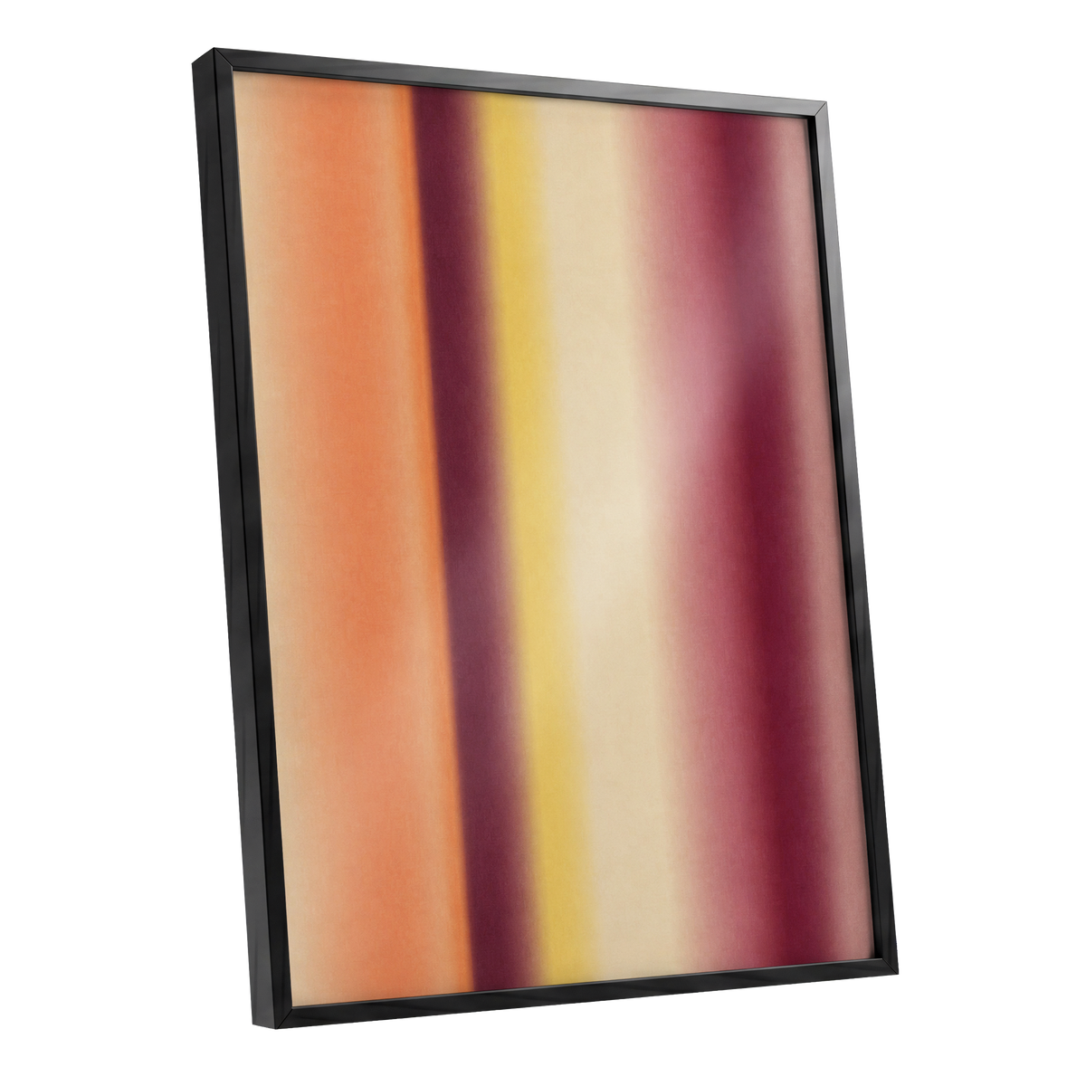 Amber Blush, orange, yellow, beige abstract wall art shown as a black framed poster wall art print