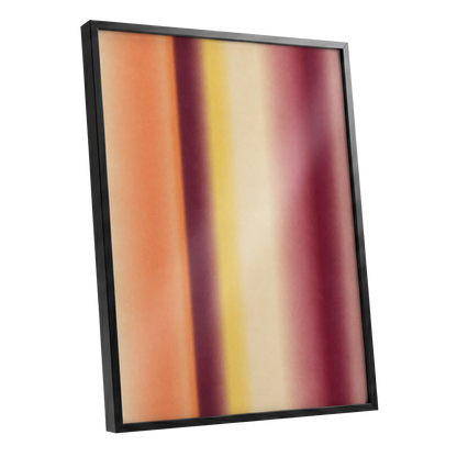 Amber Blush, orange, yellow, beige abstract wall art shown as a black framed poster wall art print