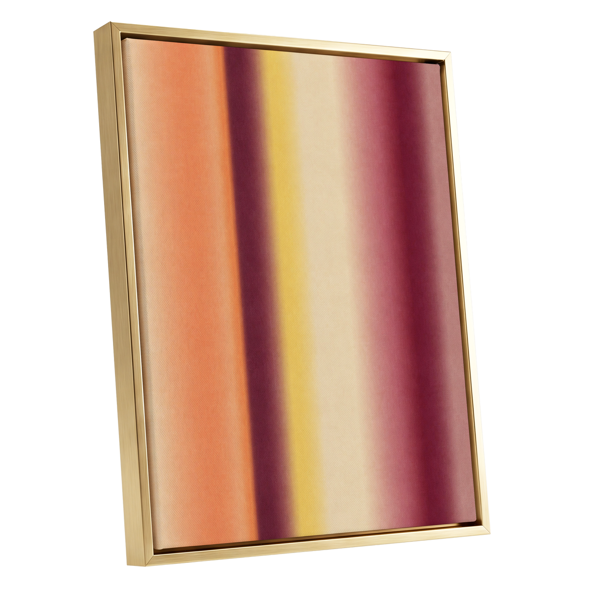 Amber Blush, orange, yellow, beige abstract wall art shown as a gold framed canvas wall art