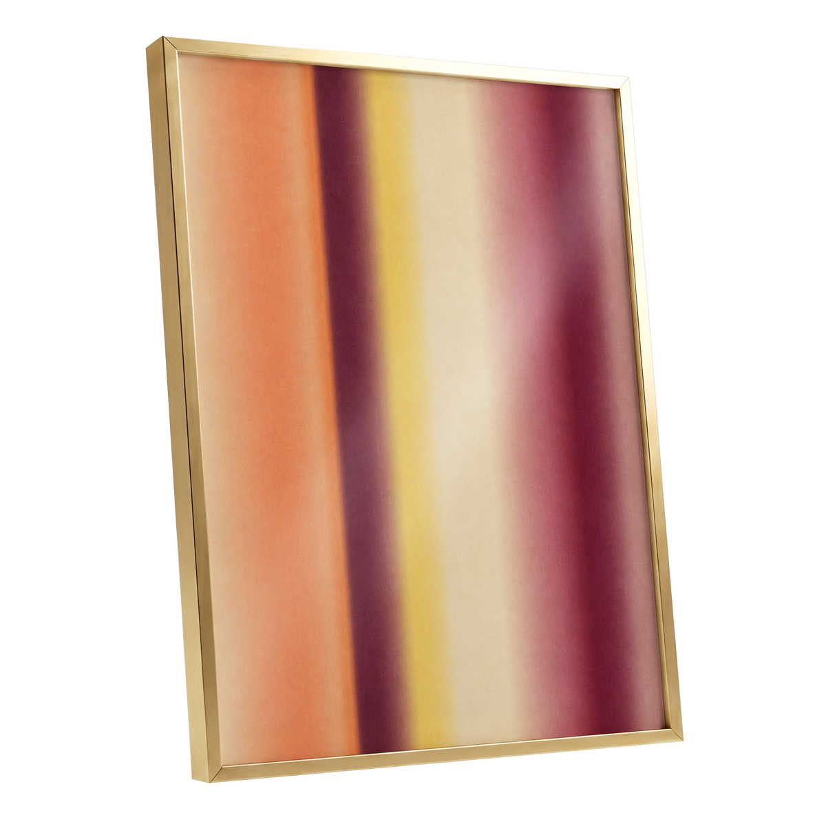 Amber Blush, orange, yellow, beige abstract wall art shown as a gold framed poster wall art print