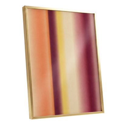 Amber Blush, orange, yellow, beige abstract wall art shown as a gold framed poster wall art print