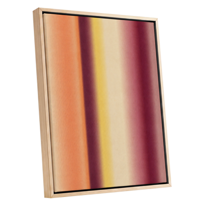 Amber Blush, orange, yellow, beige abstract wall art shown as a oak framed canvas wall art